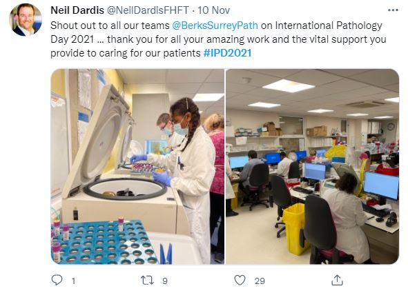 X post celebrating International Pathology Day 2021