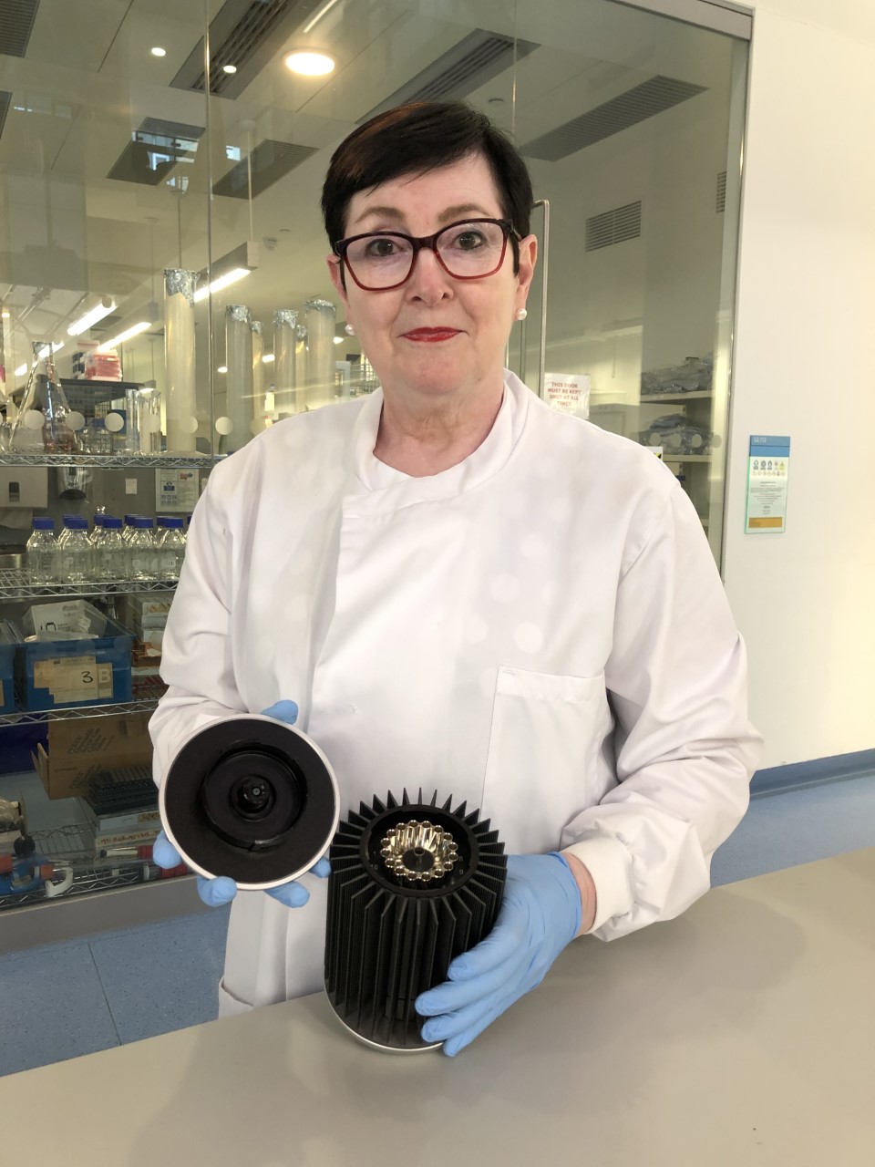 Professor Jo Martin carrying out testing