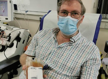 Dr Ian Frayling donating plasma during the COVID pandemic