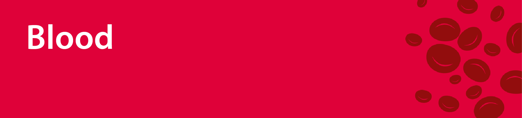 A banner with the word Blood on it and blood cells