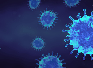 Abstract image of SARS-CoV-2 viral particles 