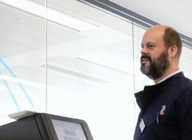 Dr Paul Grant working on the COVID-19 PCR assay at the Francis Crick Institute’s research lab