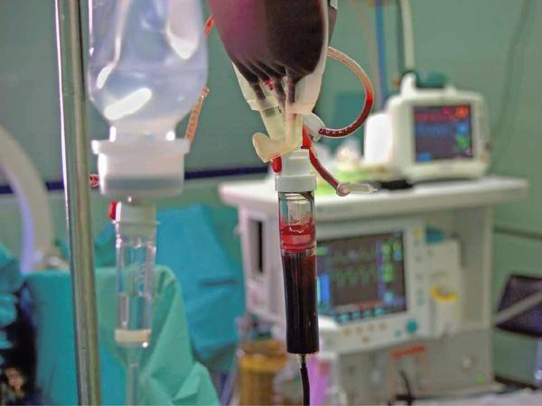 Image showing a blood bag during a transfusion