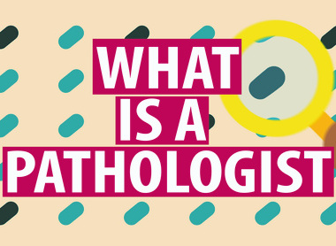 Image of the introductory slide of the What is a pathologist? video