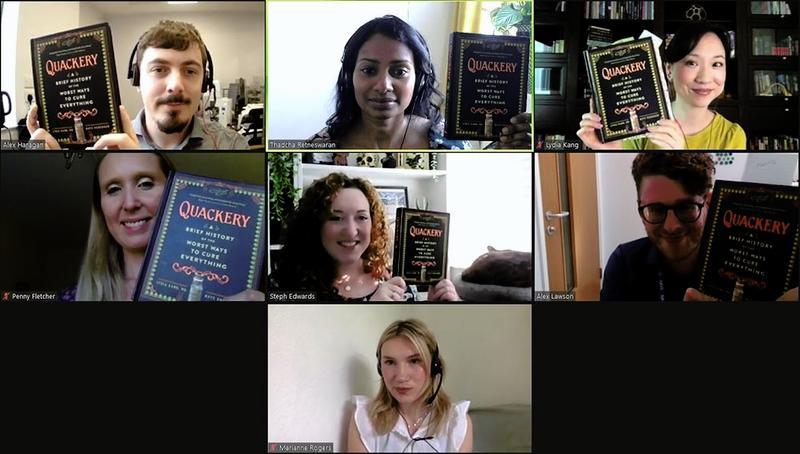 Still from a book club webinar