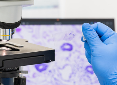 Person holding slide in front of microscope.jpg