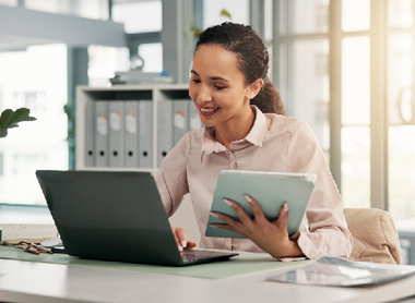 Person writing a  digital report for internal audit