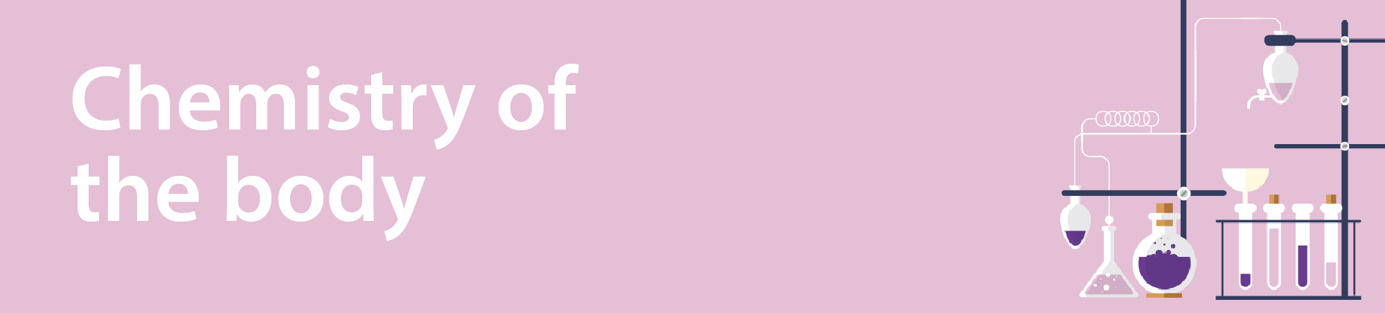 A banner image of flasks and beakers