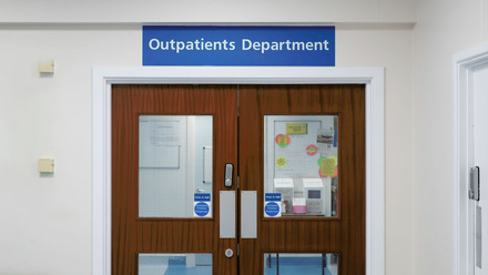 NHS outpatients waiting room at hospital_banner