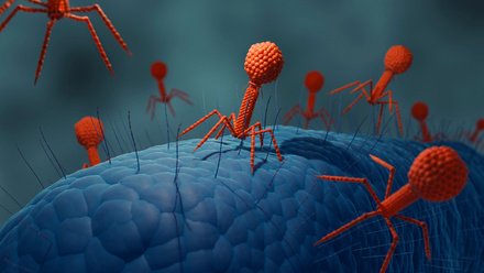 Bacteriophages attacking bacteria