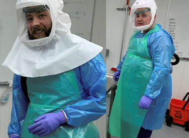Dr Hanley and Dr Osborn in personal protective equipment to undertake autopsies safely
