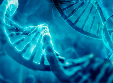 Image of a 3D DNA strand close up