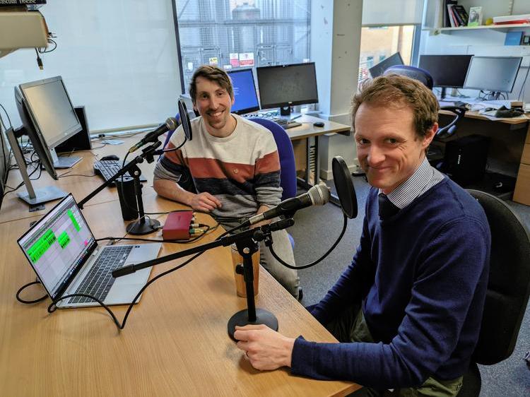 Dr Richard Buka and Dr Pip Nicholson recording episodes of their new podcast