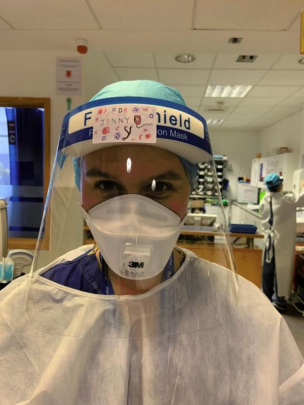 Dr Jenny Vidler in PPE while working on the respiratory high-dependency unit