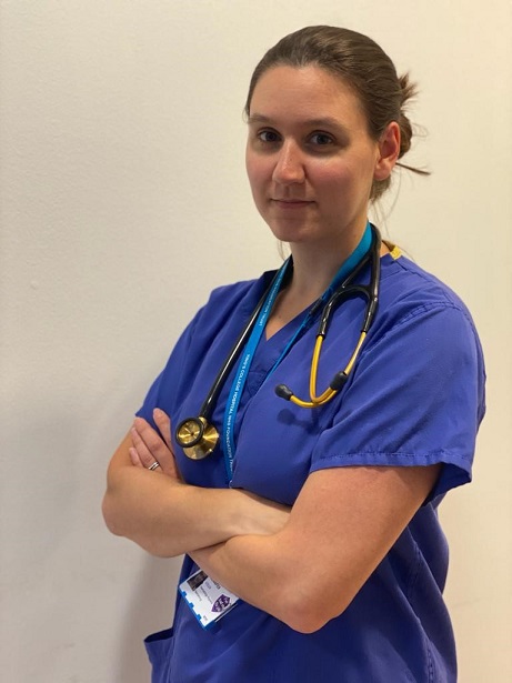 Jennifer Vidler in their scrubs